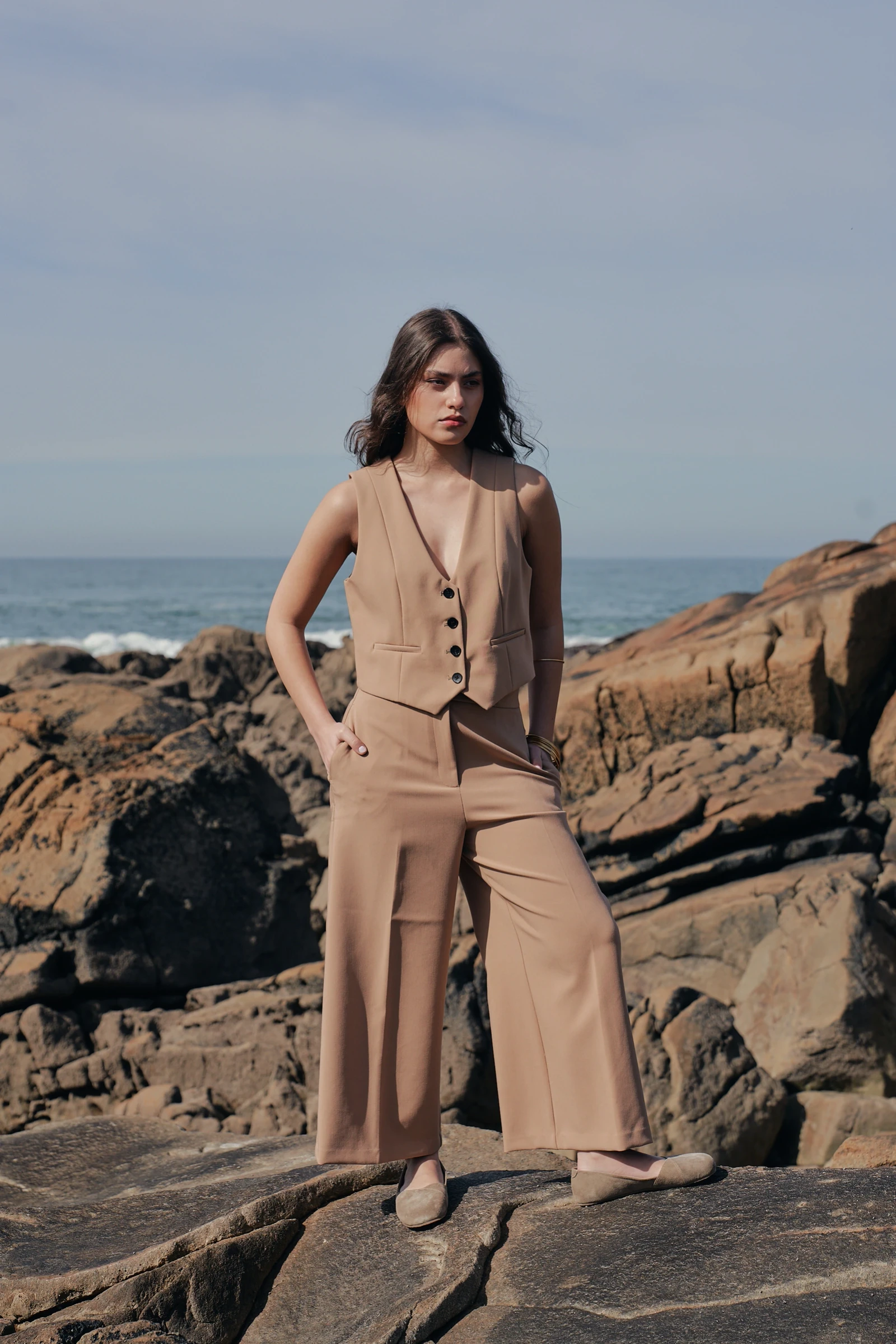 Босоногие балетки Shapen PEONY Suede — бежевый (замша), фото 10